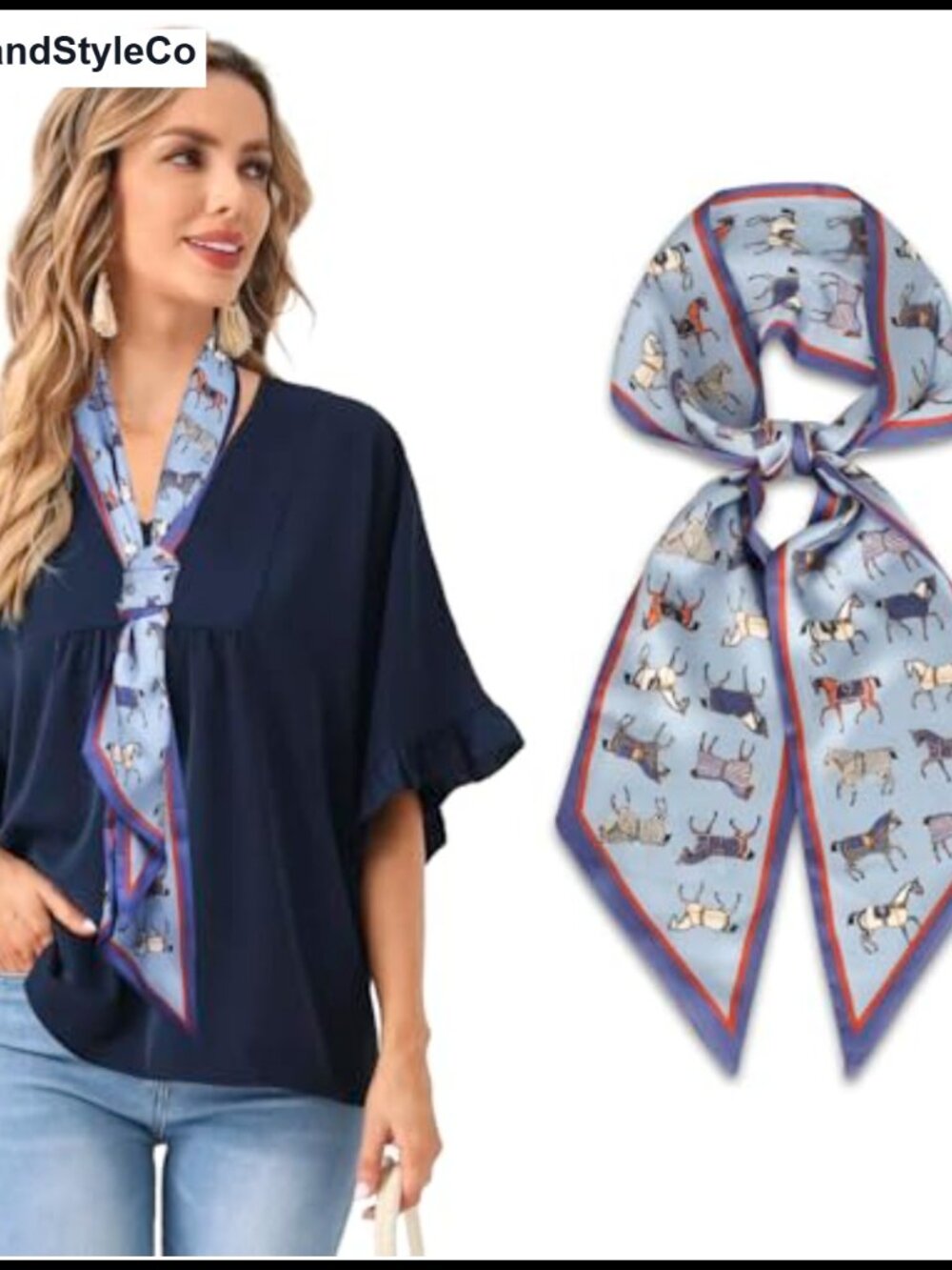 Aurolran 59" Polyester Satin Silk Head Scarf Women's Fashion Square Neck Scarves